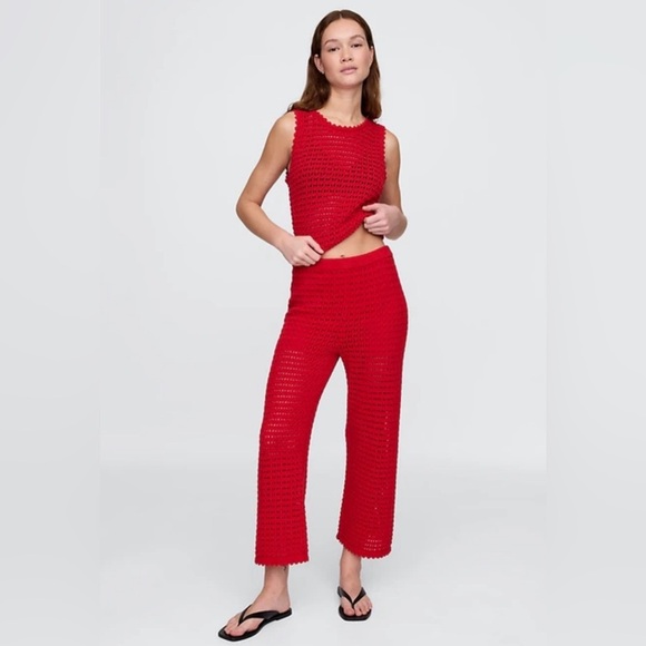 GAP Pants - Gap Beachy Boho 100% Cotton Crochet Ankle Cropped Pants NWOT M Summer Vacation